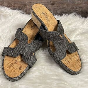 VANELi | Black Kallita Leather Sandal Slide On, Size 8N, Black Sparkly